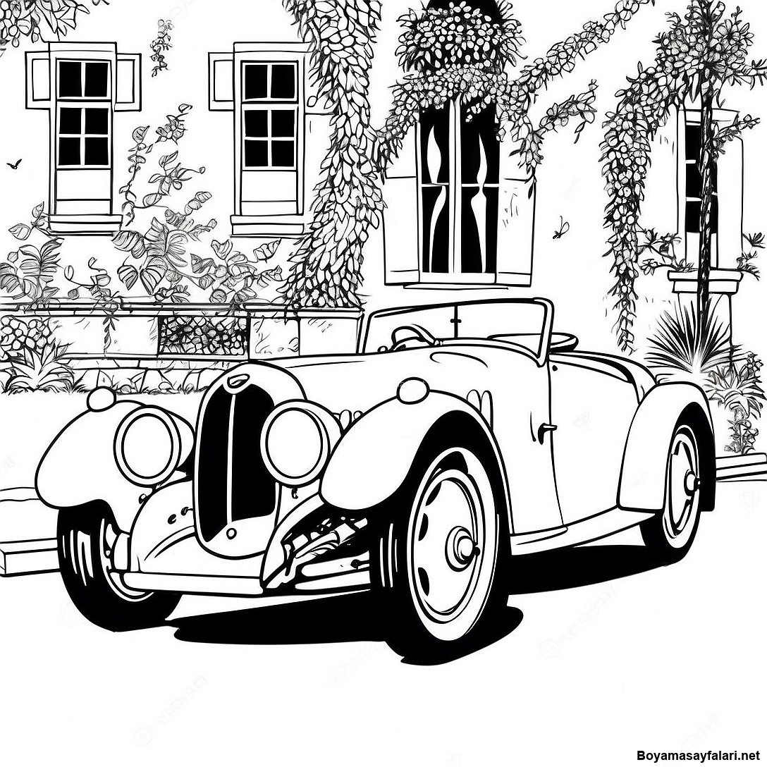 Arabalar koleksiyonundan ücretsiz yazdırılabilir Vintage Bugatti Type 35 Boyama Sayfası boyama sayfası — çocuklar ve yetişkinler için siyah-beyaz çizim.