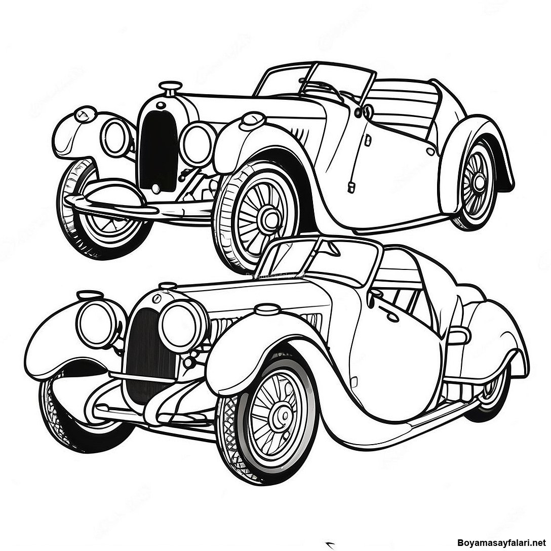 Arabalar koleksiyonundan ücretsiz yazdırılabilir Vintage Bugatti Type 35 Boyama Sayfası boyama sayfası — çocuklar ve yetişkinler için siyah-beyaz çizim.