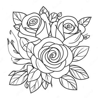 Romantik Gul Buketi Boyama Sayfasi 10155-2080