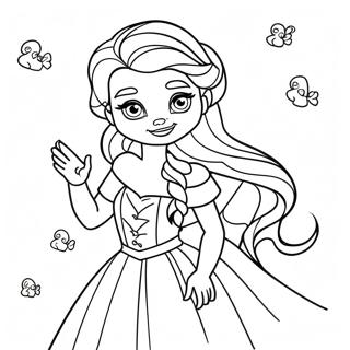 Parlak Elbise Giyen Guzel Elsa Boyama Sayfasi 101654-40085