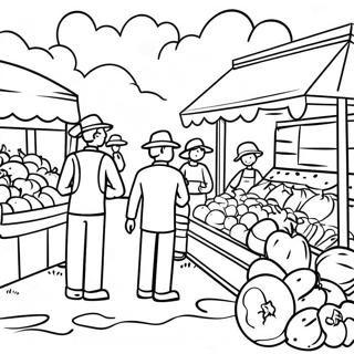 Yogun Pazar Yeri Manzarasi Boyama Sayfasi 102090-40423