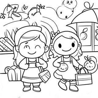 Pazar Yerinde Mutlu Cocuklar Boyama Sayfasi 102092-40430