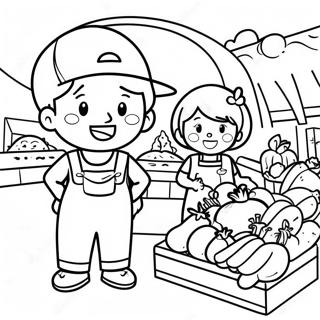 Pazar Yerinde Mutlu Cocuklar Boyama Sayfasi 102092-40431