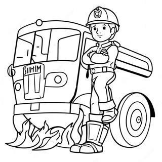 Itfaiyeci Sam Itfaiye Araciyla Boyama Sayfasi 103301 41364