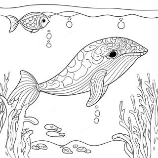 Nazik Mavi Balina Su Alti Boyama Sayfasi 103972 41885