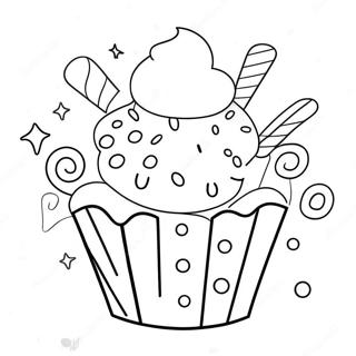 Neseli Sekerleme Ile Cupcake Boyama Sayfasi 10412 2629