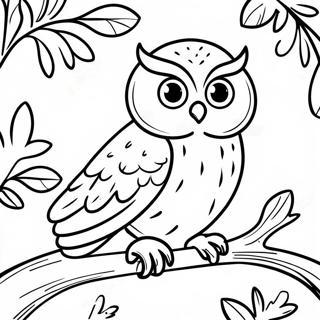 Bilge Baykus Bir Daldan Oturuyor Boyama Sayfasi 106390-43783