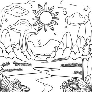 Psikedelik Estetik Trippy Manzara Boyama Sayfasi 106542-43893