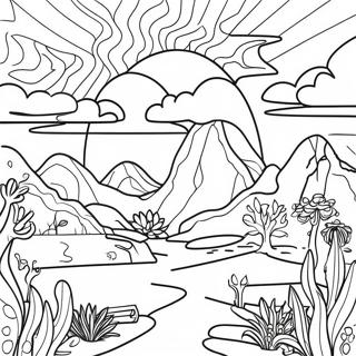 Psikedelik Estetik Trippy Manzara Boyama Sayfasi 106542-43894