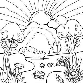 Psikedelik Estetik Trippy Manzara Boyama Sayfasi 106542-43895