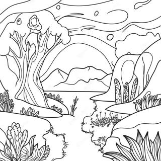 Psikedelik Estetik Trippy Manzara Boyama Sayfasi 106542-43896