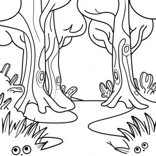 Sasirtici Estetik Trippy Orman Manzarasi Boyama Sayfasi 106544-43901