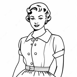 1950ler Retro Moda Boyama Sayfasi 107308-44502