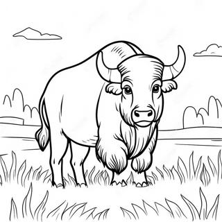 Bir Tarlada Gorkemli Buffalo Boyama Sayfasi 107640-44753