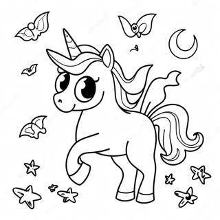 Korkutucu Cadilar Bayrami Tekboynuz Ve Hayaletler Boyama Sayfasi 108155 45164