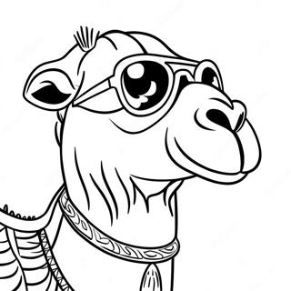 Komik Gunes Gozluklu Deve Boyama Sayfasi 108776 45645