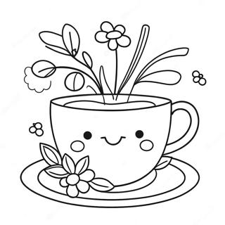 Cicekli Sevimli Cay Fincani Boyama Sayfasi 111449 47803