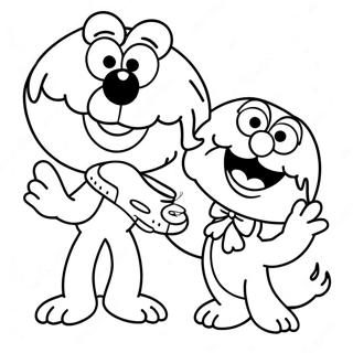 Elmo Ve Abby Birlikte Sarki Soyluyor Boyama Sayfasi 111527-47865