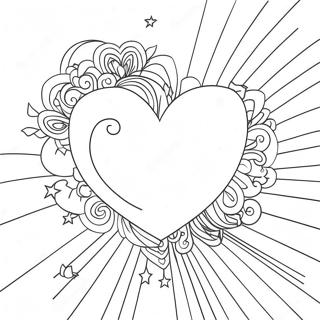 Renkli Gokkusagi Kalp Boyama Sayfasi 112908-48943