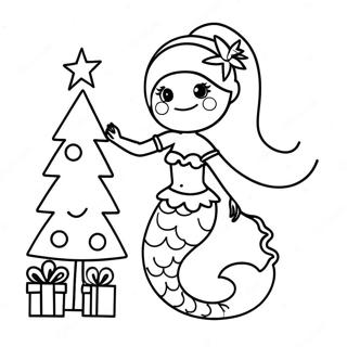 Neseli Noel Deniz Kizi Agac Suslerken Boyama Sayfasi 113603-49606