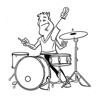 Aksiyon Halindeki Davulcu Rock Grubu Boyama Sayfasi 114814 50546