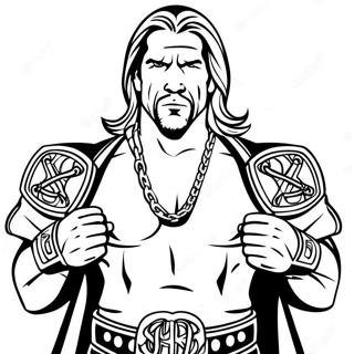 Triple H Iki Kemeri Tutarken Boyama Sayfasi 116234 51650