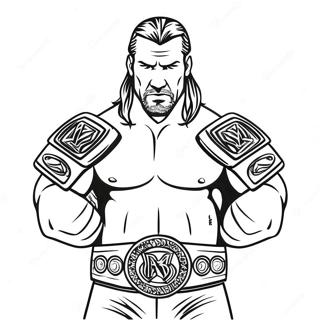 Triple H Iki Kemeri Tutarken Boyama Sayfasi 116234 51651