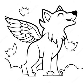 Renkli Kanatli Uluyan Kurt Boyama Sayfasi 116285-51687