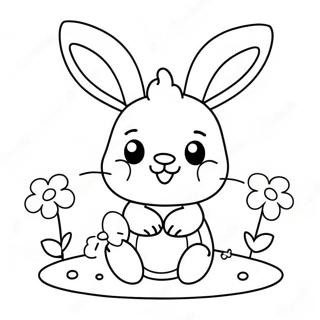 Ciceklerle Sirin Kawaii Tavsan Boyama Sayfasi 117855-53053