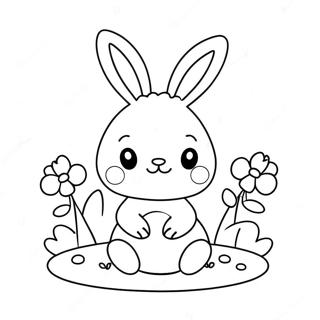 Ciceklerle Sirin Kawaii Tavsan Boyama Sayfasi 117855-53054