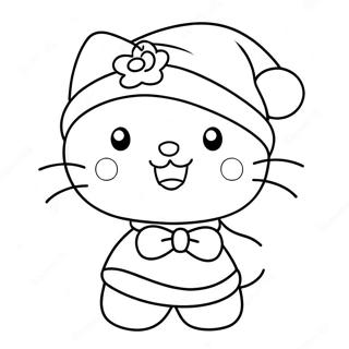 Sevimli Hello Kitty Noel Sapkasiyla Boyama Sayfasi 118217 53336