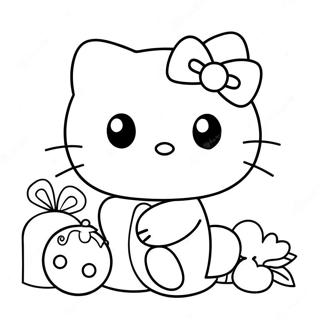 Sevimli Hello Kitty Suslemeleri Dekore Ederken Boyama Sayfasi 118219 53341