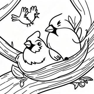 Agaclarda Yuvalanan Kardinaller Boyama Sayfasi 118374-53466