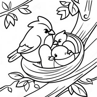 Agaclarda Yuvalanan Kardinaller Boyama Sayfasi 118374-53467
