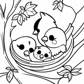 Agaclarda Yuvalanan Kardinaller Boyama Sayfasi 118374-53468