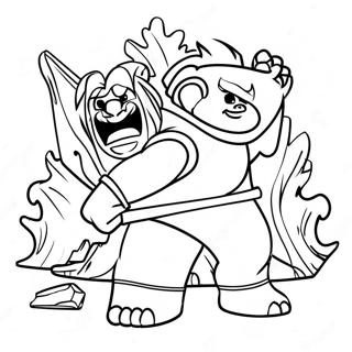 Troll Avcilari Epik Savas Sahnesi Boyama Sayfasi 118834-53933