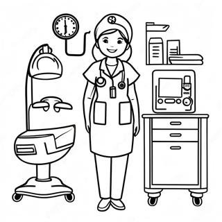 Tibbi Ekipmanlarla Scrubs Giyen Hemsire Boyama Sayfasi 118964 54039