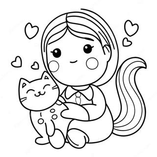 Kedi Ile Buyuleyici Kiz Boyama Sayfasi 119605 54535