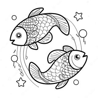 Yildizlarla Balik Burcu Sembolu Boyama Sayfasi 121221-55991