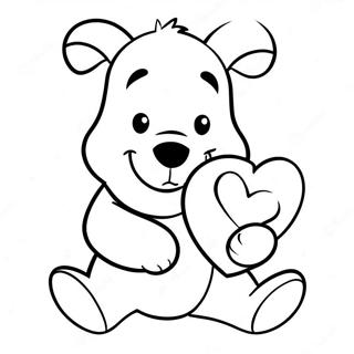 Winnie The Pooh Kalp Tutarken Boyama Sayfasi 121269-55996