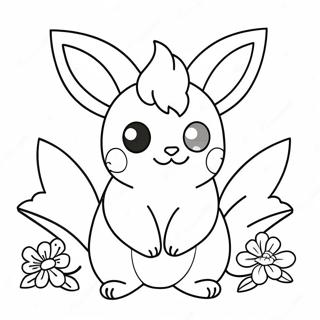 Ciceklerle Sevimli Flareon Boyama Sayfasi 121758-56377