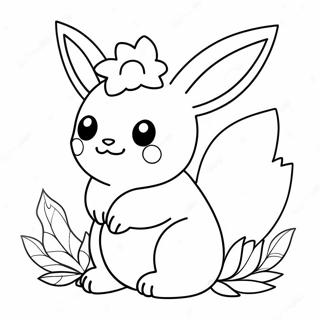 Ciceklerle Sevimli Flareon Boyama Sayfasi 121758-56378