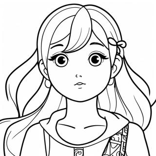 Uzun Saçlı Anime Kızı Boyama Sayfaları