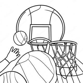 Oyuncularla Basketbol Potasi Boyama Sayfasi Boyama Sayfaları