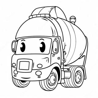 Gulen Yuzlu Sevimli Cimento Kamyonu Boyama Sayfasi 123252 57605