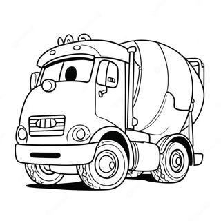 Gulen Yuzlu Sevimli Cimento Kamyonu Boyama Sayfasi 123252 57607