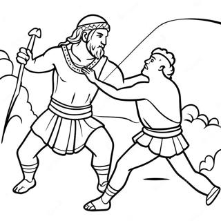 Siddetli Kral Davidin Goliath Ile Savasi Boyama Sayfasi 123277 57622