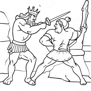 Siddetli Kral Davidin Goliath Ile Savasi Boyama Sayfasi 123277 57623