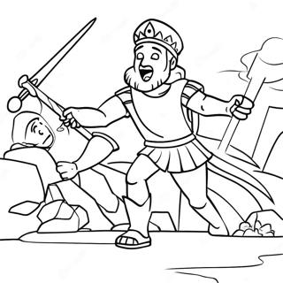 Siddetli Kral Davidin Goliath Ile Savasi Boyama Sayfasi 123277 57624