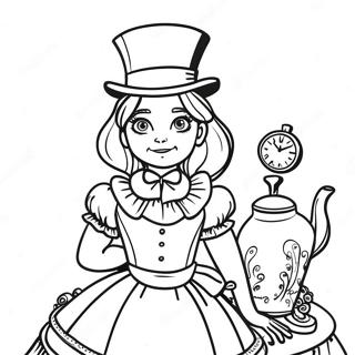 Steampunk Alice In Wonderland Boyama Sayfaları